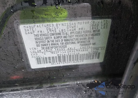 2017 Nissan Sentra S z USA, uszkodzony, nr VIN 3N1AB7AP2HY362628